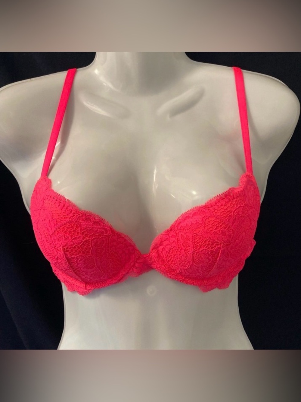 La Senza Obsession Neon Pink Lace Push Up Bra 32B